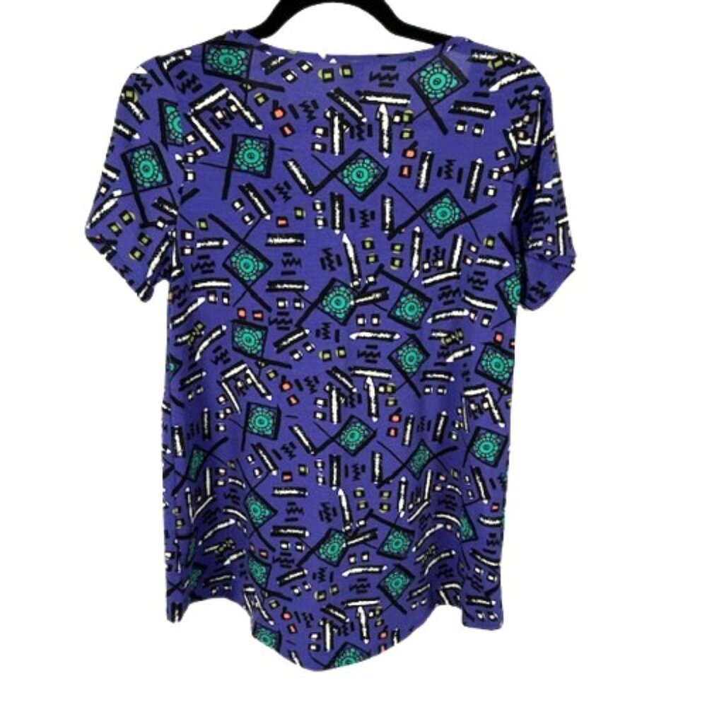 LuLaRoe Classic T Shirt Size Small Vibrant Aztec Print Floral Geometric Purple - Picture 3 of 6